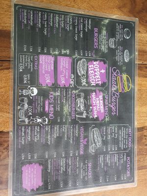 Menu at StaatsBurger in Berlin