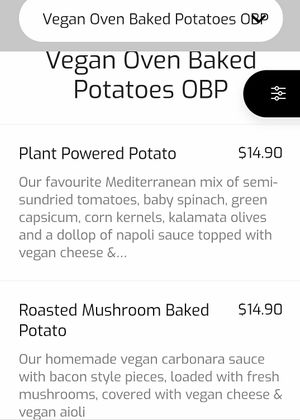 Vegan potatoes at Sanjos in Wodonga