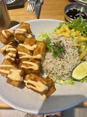 cube tofu with rice and mango salad  at KURUMI in Da Nang