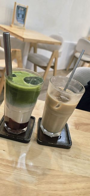 Strawberry matcha & iced coffee at KURUMI in Da Nang