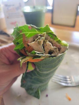 Collard Burrito with Jalapeño Dust on it at Happy Healthy Human in Indian Harbour Beach