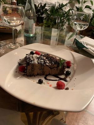 Chocolate cake  at Jonny NoBones at the Old Riverhouse Vegan Village in Fort Lauderdale