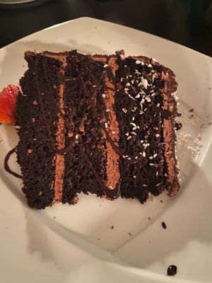 HUGE and insanely tasty chocolate cake at Jonny NoBones at the Old Riverhouse Vegan Village in Fort Lauderdale