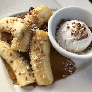 Banana foster at Jonny NoBones at the Old Riverhouse Vegan Village in Fort Lauderdale