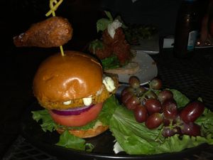 Chicken sandwich  at Jonny NoBones at the Old Riverhouse Vegan Village in Fort Lauderdale