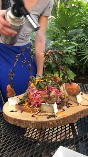 Vegan Brie, beets, tomato and rosemary.  at Jonny NoBones at the Old Riverhouse Vegan Village in Fort Lauderdale