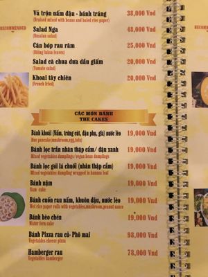 Menu at Hoa Vien  in Hue