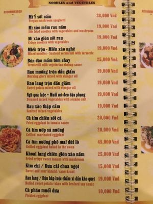 Menu at Hoa Vien  in Hue