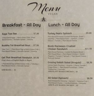 Food Menu at Buddha's Brew in Mesa