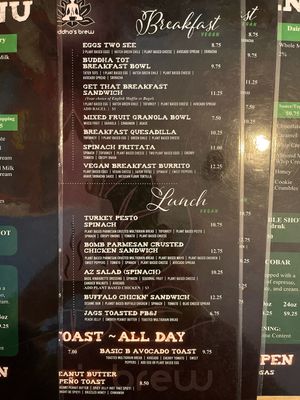Right side of the menu is all vegan  at Buddha's Brew in Mesa