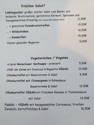 Karte at Hüftgold Essen und Trinken in Monschau