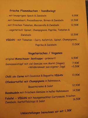 The vegetarian menu at Hüftgold Essen und Trinken in Monschau