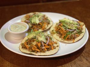 Tostadas de ceviche de lentejas  at BaoVegan in Cancun