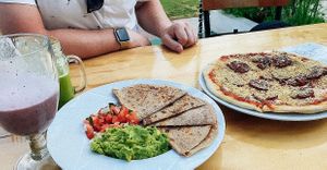 Quesadillas & pepperoni pizza  at BaoVegan in Cancun