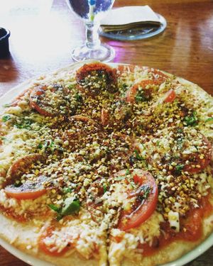 Margarita pizza 145 pesos . Really good and made quickly. at BaoVegan in Cancun