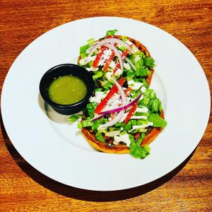Sopes de tinga de zanahorias   at BaoVegan in Cancun