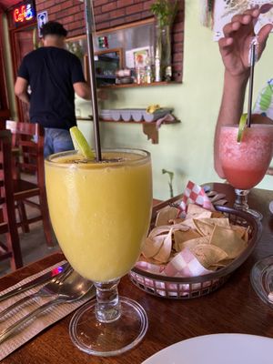 Mango and strawberry juices at BaoVegan in Cancun