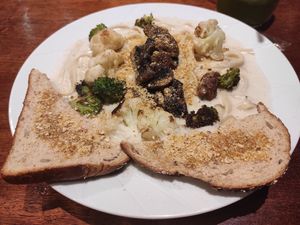 Pasta Alfredo. at BaoVegan in Cancun