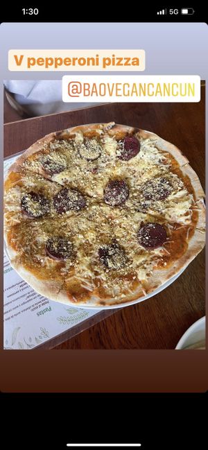 Pepperoni pizza   at BaoVegan in Cancun