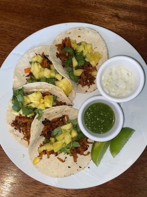Tacos al pastor, carrot based! at BaoVegan in Cancun