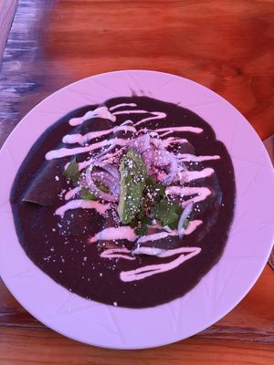 Enfrijoladas  at BaoVegan in Cancun