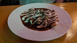 Mole enchiladas at BaoVegan in Cancun