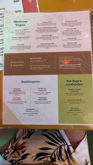 English menu at BaoVegan in Cancun