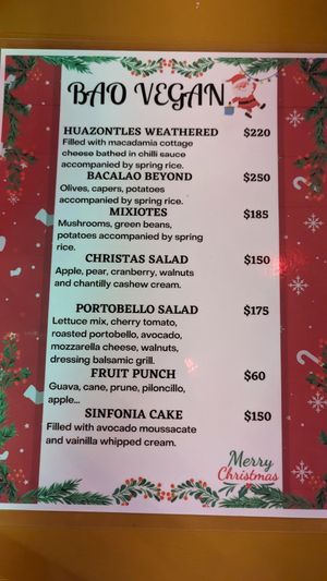 Holiday menu at BaoVegan in Cancun