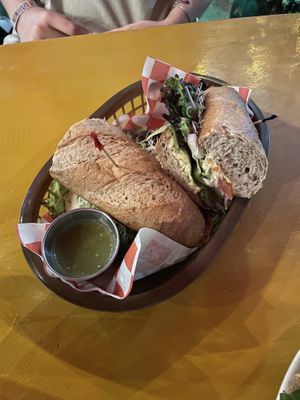 Baguette de jamón y queso $85mxn   at BaoVegan in Cancun