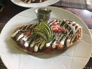 The famous huarache   at BaoVegan in Cancun