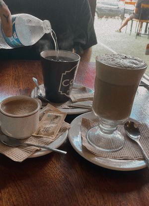 Coffee & the golden milk - yum!!!!  at BaoVegan in Cancun