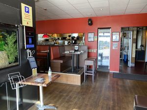 The entrance  at Lucky Sushi in Koege