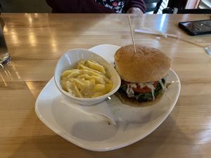 Vegan Mac and Portabella mushroom burger at Magic Tree Pub & Eatery in Boardman