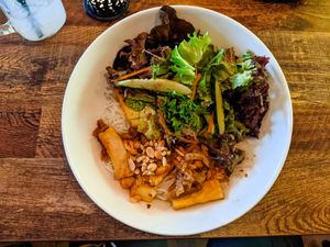 Bun Sa Ot (Rice noodles with grilled organic tofu) at Comcha Vegan at Comcha Vegan in Berlin