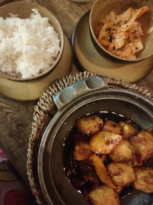 The very salty tofu sot chua cay at Comcha Vegan in Berlin