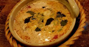 #2 soup, coconut milk and tofu at Comcha Vegan in Berlin