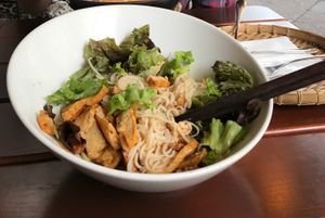Tofu Noodle Dish at Comcha Vegan in Berlin