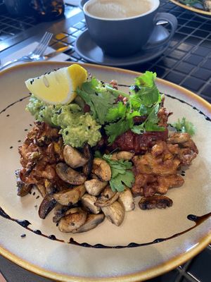 Vegan fritters at Hey Joe in Brisbane