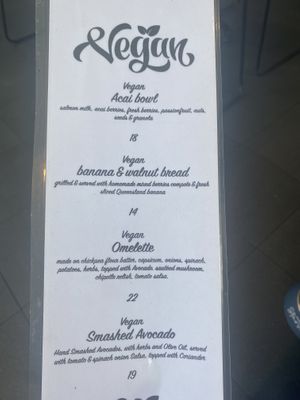 Special vegan menu   at Hey Joe in Brisbane