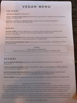 Menu  at The Hawk Inn in Battlesbridge