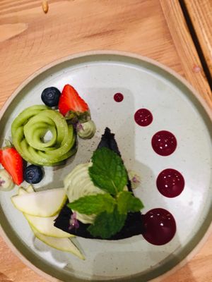 Duli chocolate cake! its delicious, with matcha cream and lots of fruit.  at Duli in Shanghai