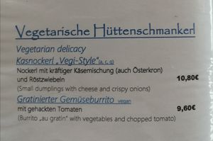 Vegetarian and vegan options at Krummholzhütte in Haus