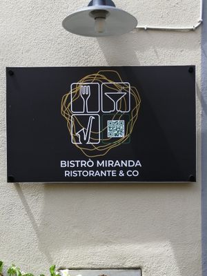 Restaurant signboard at Bistro Miranda in Orvieto