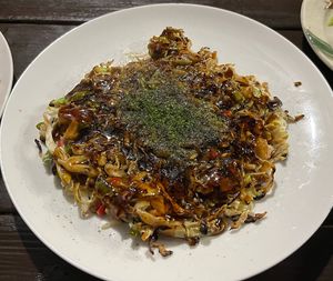 Vegan Okonomiyaki!  at Okonomiyaki Umikko in Naoshima