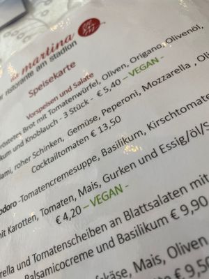Menu at Ristorante Da Martina in Rottweil