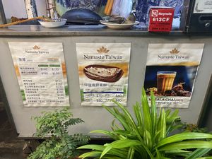 Menu at Namaste Taiwan in Taipei