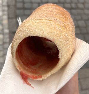 Strawberry jam funnel   at Sweet Dreams in Prague