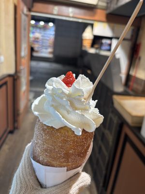 Chimney with cream and strawberries (filled with strawberries 🙌)  at Sweet Dreams in Prague