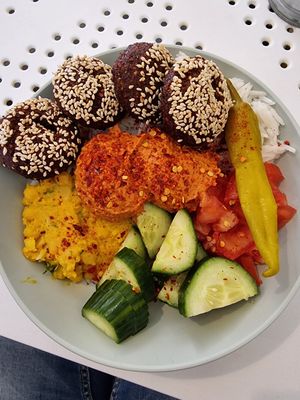 Spicy bowl at Tahina Bite in Budapest