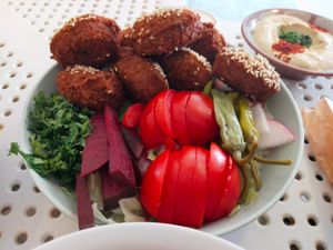 Falafels and veg at Tahina Bite in Budapest